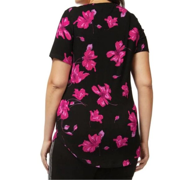Floral Round Neck Short Sleeve Shirt Top M - Picture 3 of 3